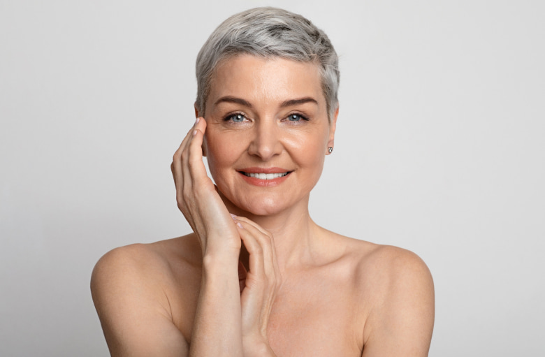 A photo of a woman smiling