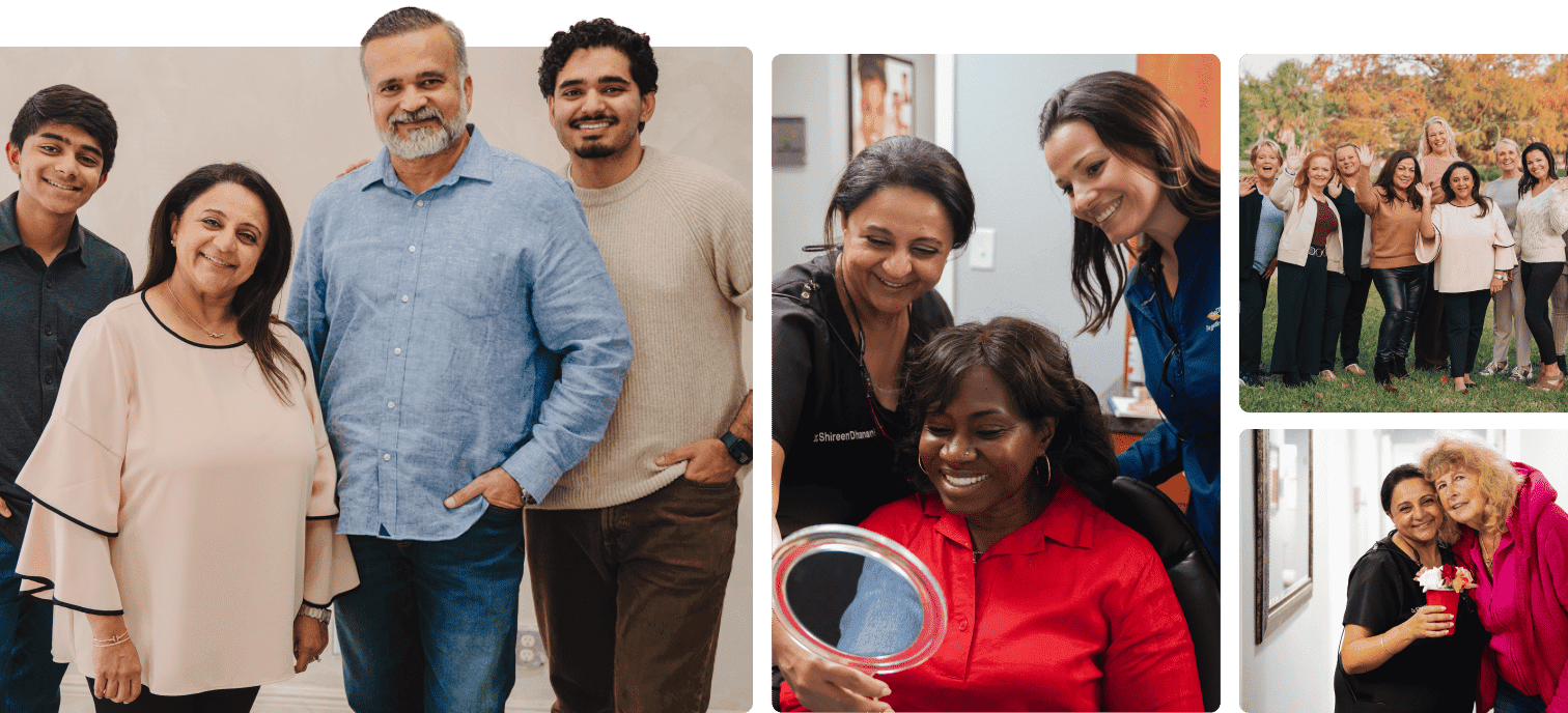 Collage of photos our team and happy clients