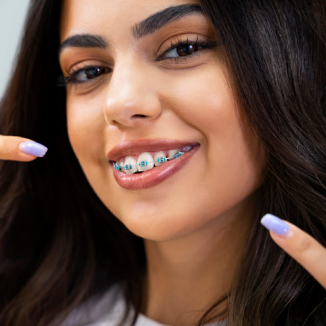 Girl with braces smiling
